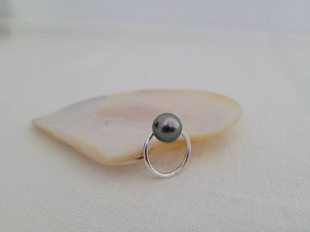 Tahitian Pearl Ring Round Natural Color & Luster 9-10 mm - Only at  The South Sea Pearl