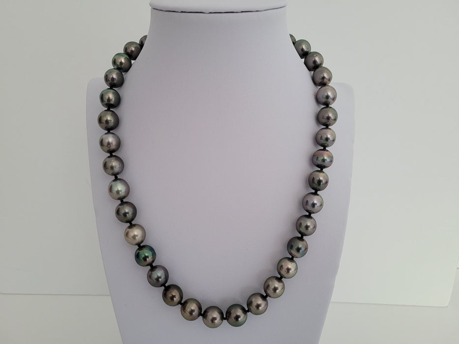Tahitian Pearl Necklace  9-10 mm Natural Color and High Luster, 18 Karat Solid Yellow Gold Clasp - Only at  The South Sea Pearl
