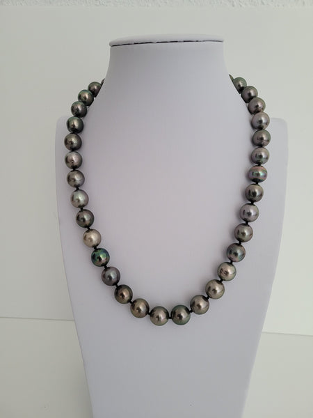 Tahitian Pearl Necklace  9-10 mm Natural Color and High Luster, 18 Karat Solid Yellow Gold Clasp - Only at  The South Sea Pearl