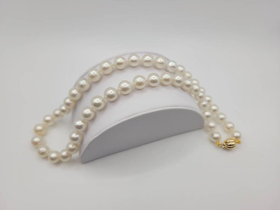 A Necklace of South Sea Pearls Round shape 8-9 mm high luster 18 Karat Solid Gold Clasp. - Only at  The South Sea Pearl