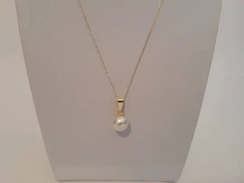 18K Akoya Pearl Pendant, Round AAA 18 Karats Solid Gold, Pendant Necklace (Pinctada fucata) - The South Sea Pearl