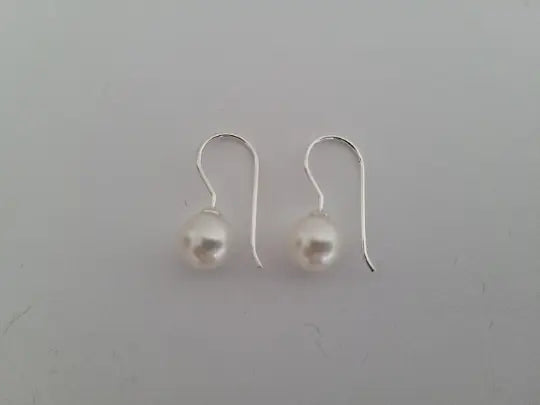 Dangle South Sea Pearl Earrings, of 9 mm & 925 Sterling Silver, French Hook Earrings A -  The South Sea Pearl