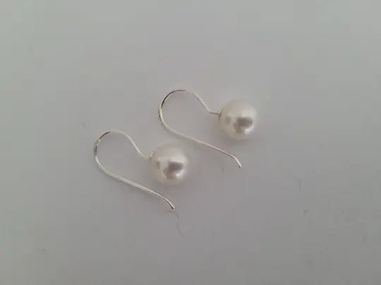 Dangle South Sea Pearl Earrings, of 9 mm & 925 Sterling Silver, French Hook Earrings A -  The South Sea Pearl