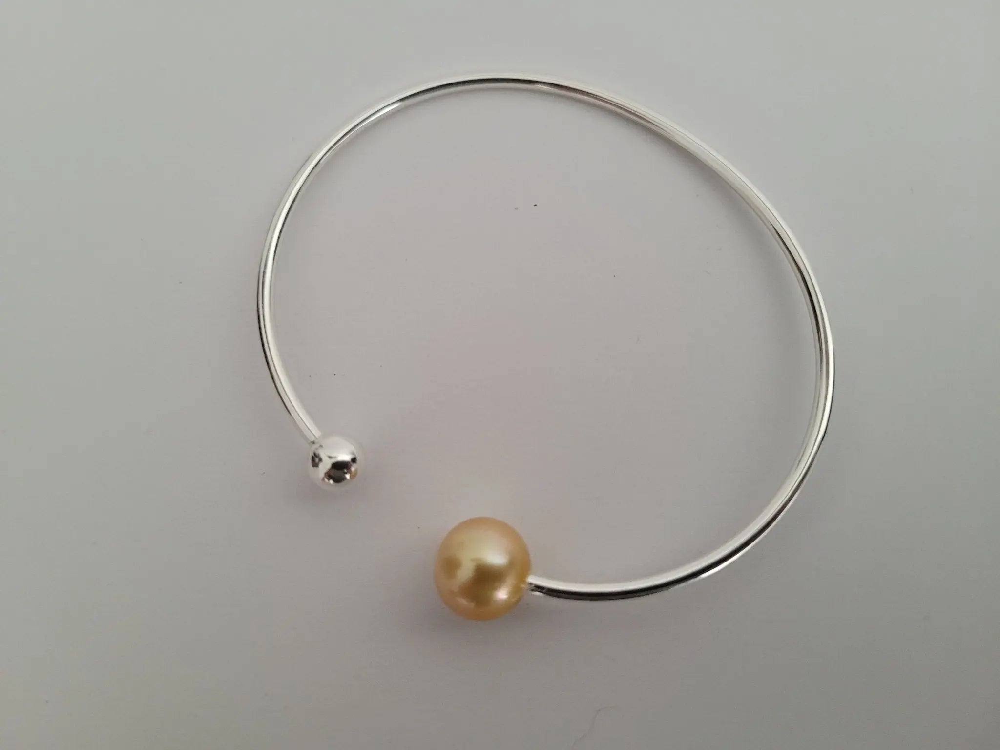 Gokden South Sea Pearl Bangle 9-10 mm Natural Color Sterling Silver Bangle - Only at  The South Sea Pearl