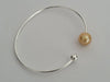 Golden South Sea Pearl Bracelet 9-10 mm Natural Color Sterling Silver Bangle The South Sea Pearl