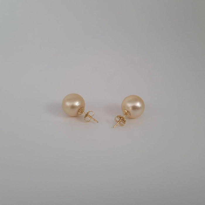 Golden South Sea Pearls Stud Earrings 11 mm 18 Karat Gold |  The South Sea Pearl |  The South Sea Pearl