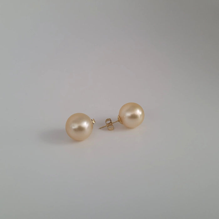 Golden South Sea Pearls Stud Earrings 11 mm 18 Karat Gold |  The South Sea Pearl |  The South Sea Pearl