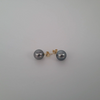 Tahitian Pearl Earrings Stud AAA 10,30 mm Natural Color, High Luster 18K Solid Gold |  The South Sea Pearl |  The South Sea Pearl