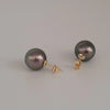 Tahiti Pearl Earrings 12 mm AAA Quality High Luster 18K Solid Gold |  The South Sea Pearl |  The South Sea Pearl
