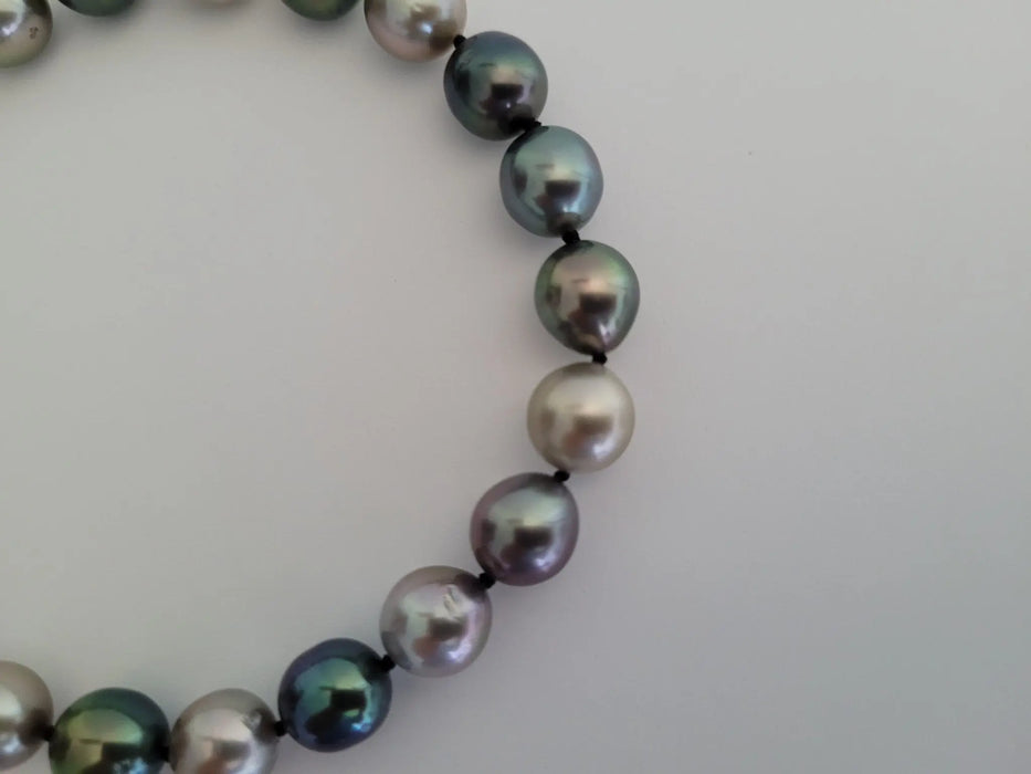 Tahiti Pearls 9-10 mm of Natural Multicolors,  18 karat White Gold Clasp - Only at  The South Sea Pearl