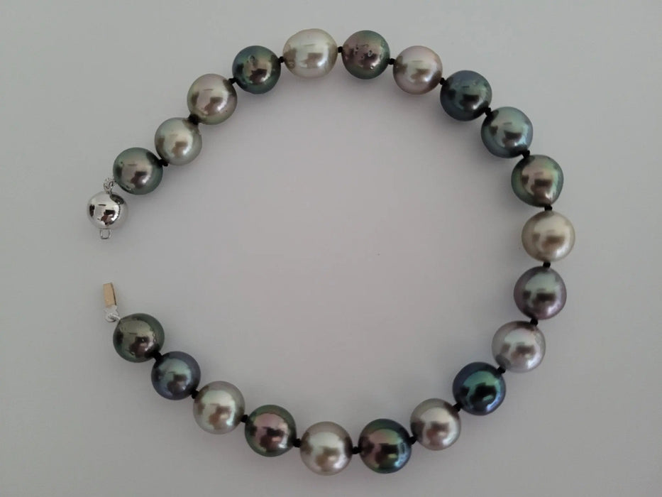 Tahiti Pearls 9-10 mm of Natural Multicolors,  18 karat White Gold Clasp - Only at  The South Sea Pearl