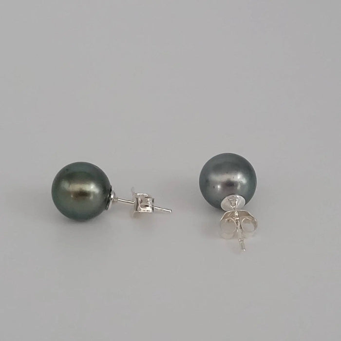 Tahitian Pearl Earrings in 925 Sterling Silver - Sizes from 9-11mm | The South Sea Pearl |  The South Sea Pearl