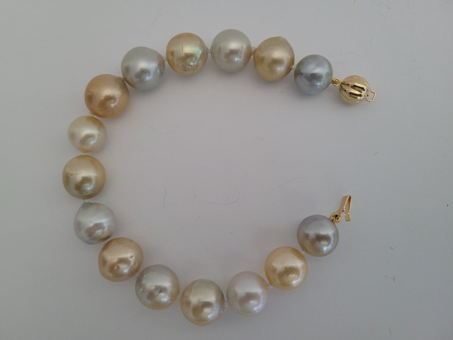 South Sea Pearl Bracelet 11-12 mm Natural Colors, 18 Karat Solid Gold - Only at  The South Sea Pearl