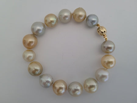 South Sea Pearl Bracelet 11-12 mm Natural Colors, 18 Karat Solid Gold - Only at  The South Sea Pearl