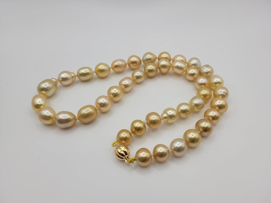 South Sea Pearls 9-12 mm Deep Golden Color, High Luster, 18 Karat Gold Clasp - Only at  The South Sea Pearl