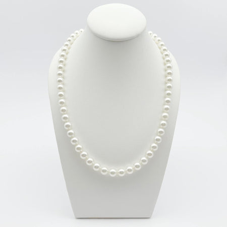 South Sea Pearls Necklace 8 mm White Color, Round Shape, High Luster, 18 Karat Gold Clasp - Only at  The South Sea Pearl