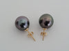 Tahiti Pearl 13 mm Earrings 18 Karat Solid Gold - The South Sea Pearl