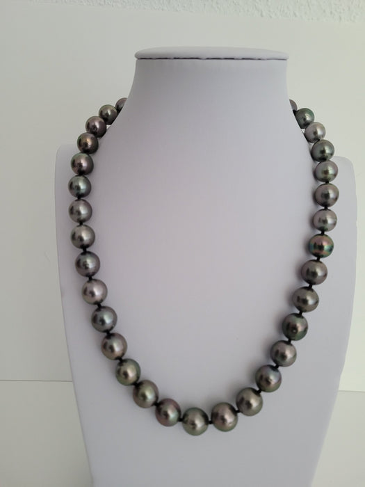 Tahiti Pearl Necklace 10-11.70 mm Round , Naturql Color, 18 Karat Solid Yellow Gold - Only at  The South Sea Pearl
