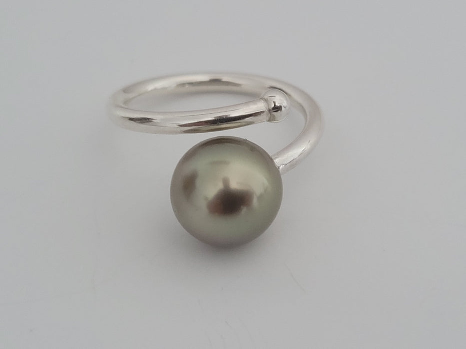 Tahiti Pearl Ring 10 mm Round Natural Color AAA Quality | The South Sea Pearl |  The South Sea Pearl