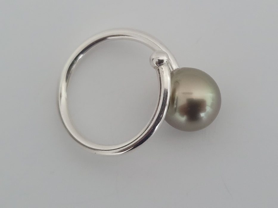 Tahiti Pearl Ring 10 mm Round Natural Color AAA Quality | The South Sea Pearl |  The South Sea Pearl