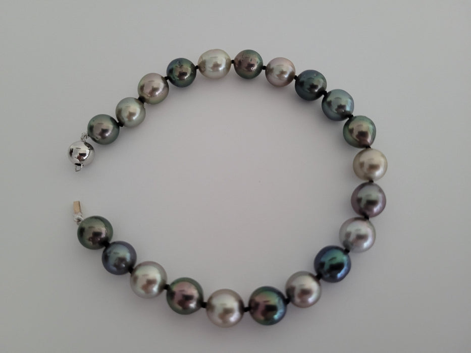 Tahiti Pearls 9-10 mm of Natural Multicolors,  18 karat White Gold Clasp - Only at  The South Sea Pearl